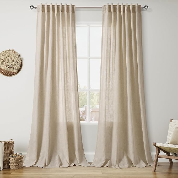 Taupe Burlywood Linen 112 Inch Curtains by Nanspring