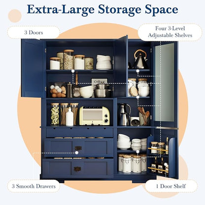 VilroCaz 78'' Tall Freestanding Kitchen Pantry - Image 4