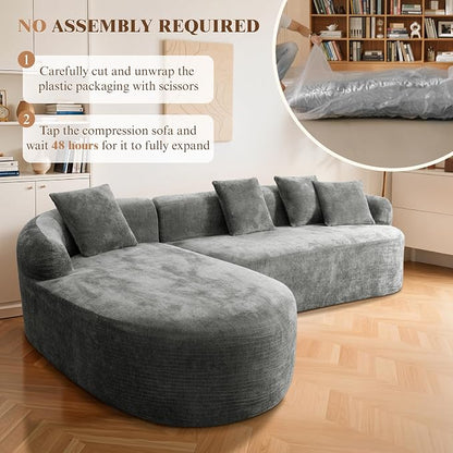 99" Curved Sectional Sofa with Chaise, Modern Boneless Couch with Deep Seat - Image 5