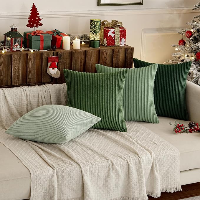 MIULEE Soft Corduroy Decorative Throw Pillow Covers Forest Green 16x16 | Set of - Image 8