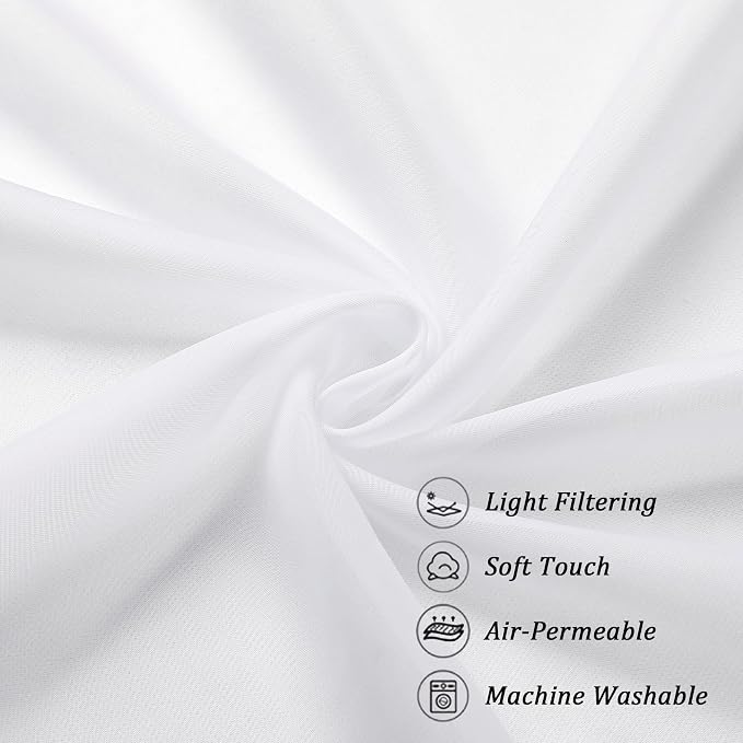Chyhomenyc White Sheer Valance for Windows, 2 Pack | Light Filtering Voile Soft - Image 5