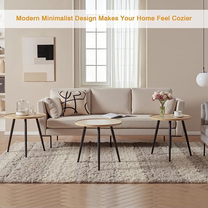 VECELO Modern Side Table, Round Small End Table, Exclusively Designed - Image 8