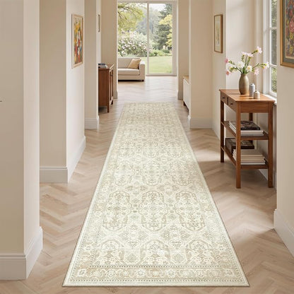 Soalmost Runner Rug 2x8 Washable Hallway Kitchen Runners Beige/Brown | Non-Slip - Image 2