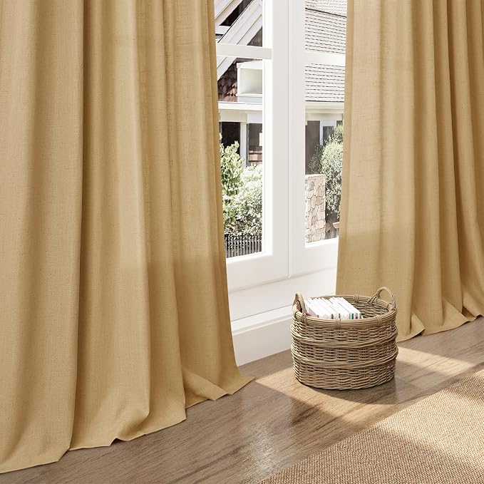 Gold Yellow Linen Curtains 72 Inch Length - Image 6