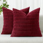MIULEE Corduroy Decorative Throw Pillow Covers 18x18 Burgundy Pack of 2 | Soft by MIULEE