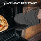 Oven Mitts and Pot Holders Set, Pack of 4, Heat Resistant Silicone Kitchen Mini Oven Mittens for 500 Degrees, Mini Oven Gloves and Hot Pads for Baking Grilling Barbecue Microwave Machine Washable