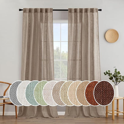 MIULEE Taupe Linen Curtains 52x90 Inch Long by MIULEE