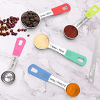 Wildone Measuring Cups & Spoons Set of 18 - Includes 8 Stainless Steel Nesting Measuring Cups, 9 Measuring Spoons, 1 Leveler, Ideal for Dry and Liquid Ingredients