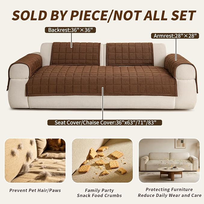Velvet Couch Covers for Sectional Sofa Washable, Non-Slip L Shaped Sectional - Image 6