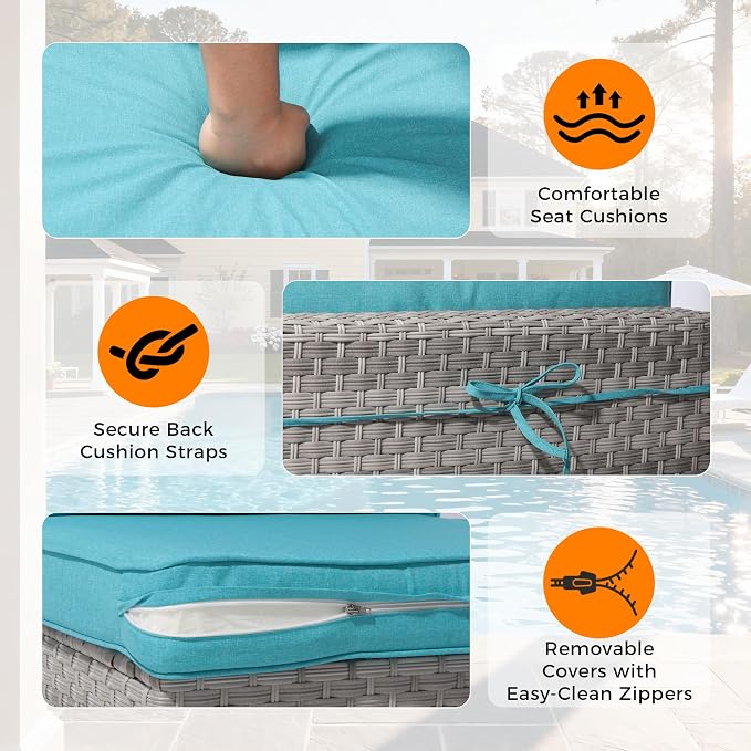 12-Seat Modern Outdoor Wicker Rattan Patio Furniture Set - Image 6