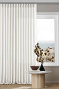 Beige White Pinch Pleated Linen Curtains 2 Panels 105 Inches Long | 400GSM by Twodrapes