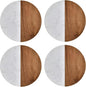 I-LAN 4-Pack Marble and Acacia Wood Coasters, 4-Inch Round Natural Wood Drink by ilan