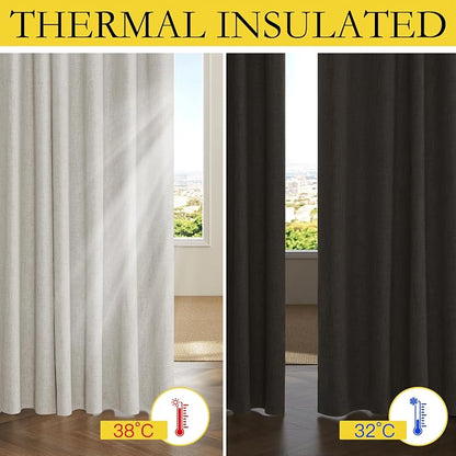 NICETOWN Alabaster Gray Vintage Linen 100% Blackout Curtains - Image 6