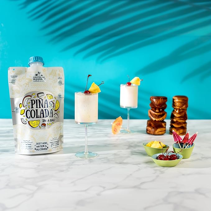 Lt. Blender's Pina Colada in a Bag – Pina Colada Drink Mix - Each Bag Makes 1/2 Gallon of Slushie Pina Colada Mix – Cocktail Mix - Make a Cocktail, Wine Slushie or Mocktail - (Pack of 4)