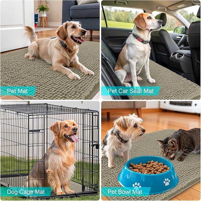 OLANLY Dog Door Mat for Muddy Paws 70x24, Super Absorbent Chenille Mud Mat | - Image 7