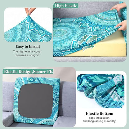8Pcs Patio Cushion Covers Stretch Outdoor Furniture Protector Slipcovers | - Image 4