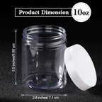 Patelai 4 Pieces Round Wide-mouth Leak Proof Plastic Container Jars with Lids for Travel Storage Makeup Beauty Products Face Creams Oils Salves Ointments DIY Making(10 Ounce,White)