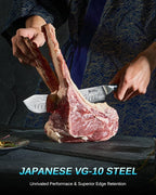 KYOKU Gin Series 10" Bullnose Butcher Knife for Meat Cutting With Silver PVD Coating - Japanese VG10 Steel for Professional Chefs & Home Cooks, Commercial & Home Kitchen