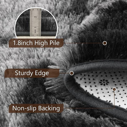 Noahas 8x10 Extra Large Tie-Dyed Dark Grey Fluffy Area Rug Non-Slip - Image 6