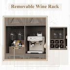 HOSTACK Kitchen Pantry Storage Cabinet, 71" Tall Food Pantry Cabinet with Microwave Stand, Farmhouse Kitchen Hutch, Coffee Bar Hutch with Wine Rack for Dining Room, Living Room, Ash Grey