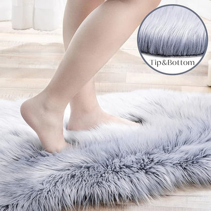 Ashler Acrylic and Polyester Fluffy Shaggy Area Rug Ultra Soft 2x3Ft Sheepskin - Image 4