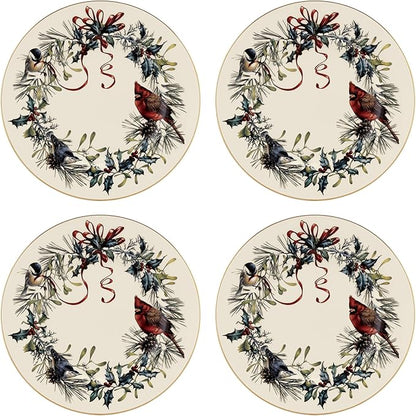 Lenox 897093 Winter Greetings Dinnerware Salad Plates, Set of 4, Red & Green, Christmas, Holiday Hosting
