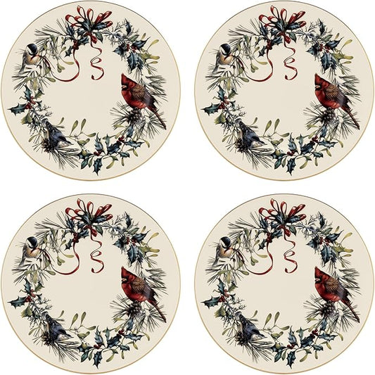 Lenox 897093 Winter Greetings Dinnerware Salad Plates, Set of 4, Red & Green, Christmas, Holiday Hosting