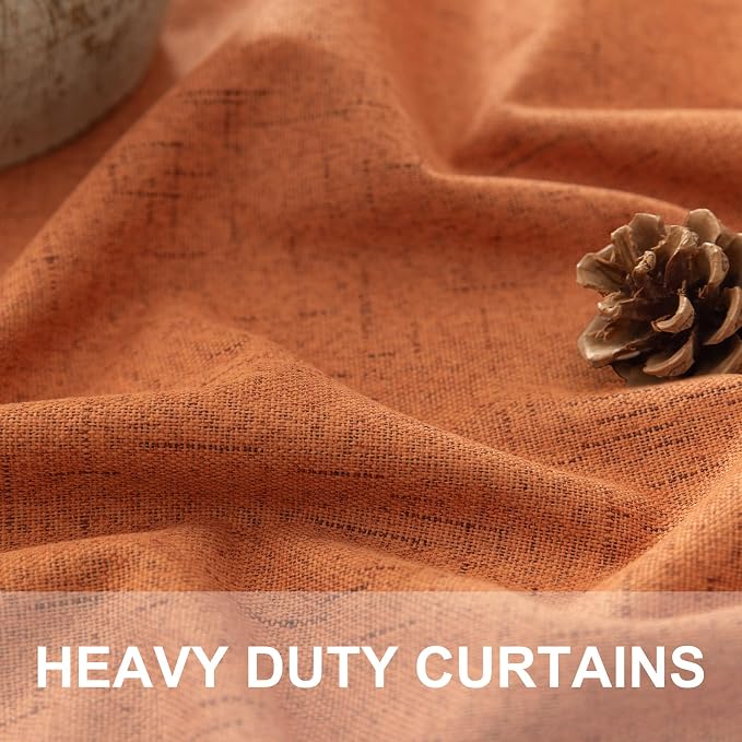 Burnt Orange Blackout Curtains for Living Room 108 Inches Long 2 Panels Back - Image 3