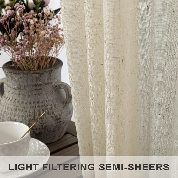 Birch Beige Linen Curtains 80 Inch Length - Image 4