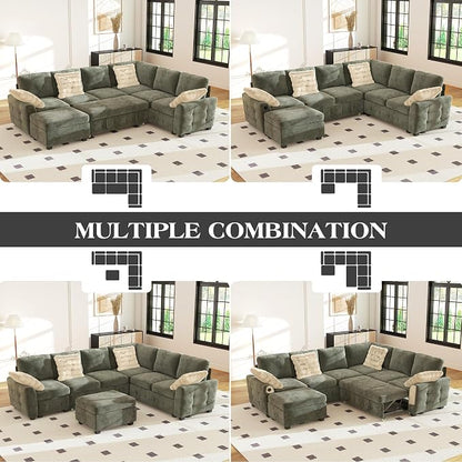 Ihanherry 106-inch Large L-Shaped Sectional Sofa Bed, 7-Seater Convertible Pull - Image 8