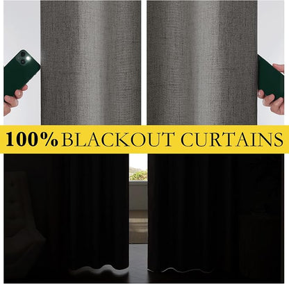 NICETOWN 100% Blackout Grizzle Gray Curtains 90 inches Long - Image 4