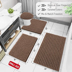 Arotive Luxury Chenille Bathroom Rug Mat, Extra Soft Thick Absorbent Shaggy Bath Rugs, Non-Slip Machine Wash Dry, Plush Bath Mats for Bathroom, Shower and Tub, 47x24, Mocha