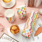 Whaline 100Pcs Multicolor Easter Paper Baking Cups with Easter Egg Bunny Flower Design, Disposable, 9 x 3.5 Inch
