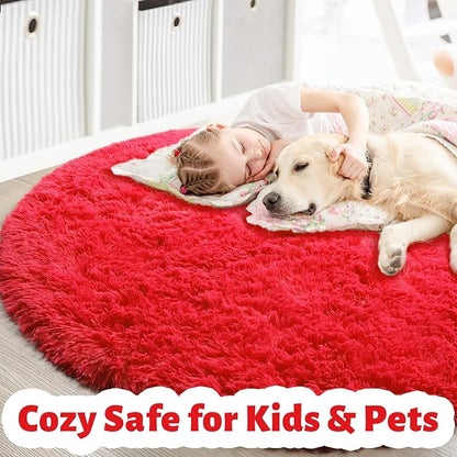 Amdrebio Red Christmas Small Round Rug 3Ft - Image 4