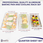 KITCHENATICS Small Quarter Sheet Baking Pan with Rack, Stainless Steel Baking Rack & Aluminum Cookie Sheet Baking Pan Toast Oven Tray w/Cooling Rack, 1/4 Sheet Pan & Wire Rack Set - 9.6" x 13" IN Pan
