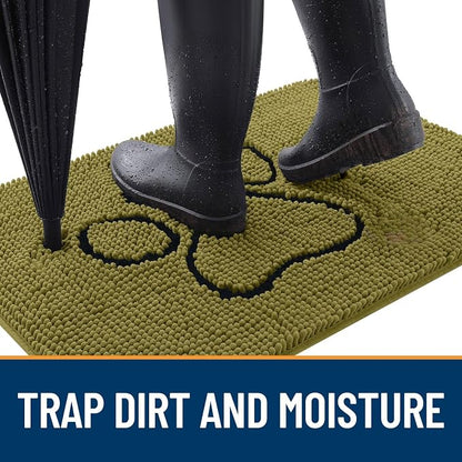OLANLY Dog Door Mat for Muddy Paws 48x30, Paw Print Design Chenille Mud Mat | - Image 2