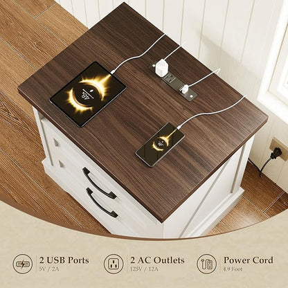 AODK 24 Inch Farmhouse Nightstand Set of 2, Bedside Tables - Image 3