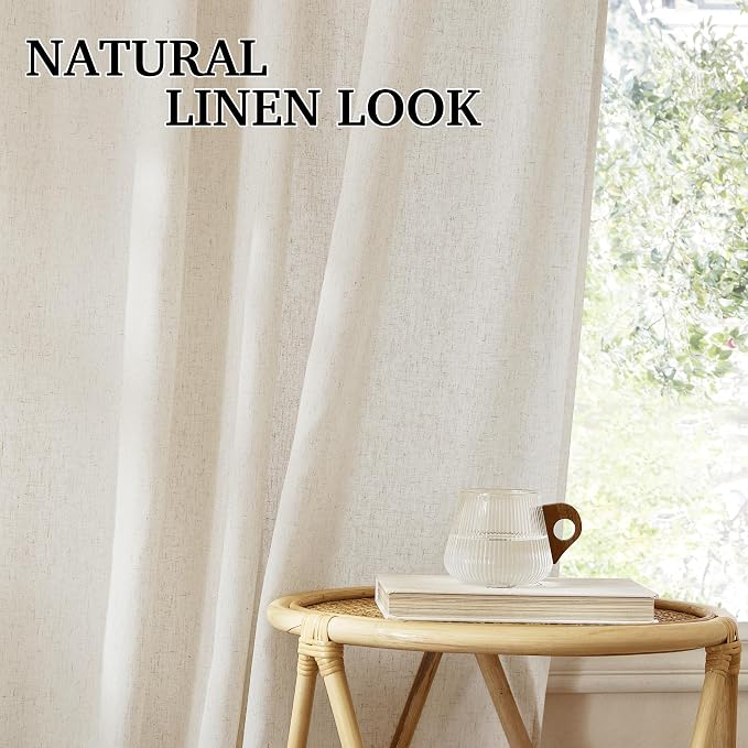 RYB HOME Farmhouse Boho Linen Sheer Curtains 90 inches Long - Image 7