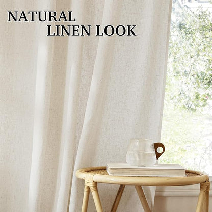 RYB HOME Farmhouse Boho Linen Sheer Curtains 90 inches Long - Image 7