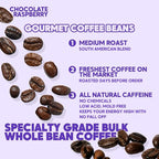 Sarasota Coffee Whole Bean Chocolate Raspberry | Medium Roast Gourmet Flavored Coffee Beans | Low Acid, Mold Free, Specialty Grade Bulk Coffee Beans | 5lb (80 oz)
