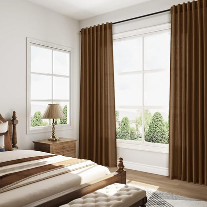 Tobacco Brown Linen Curtains 90 Inch Long - Image 7