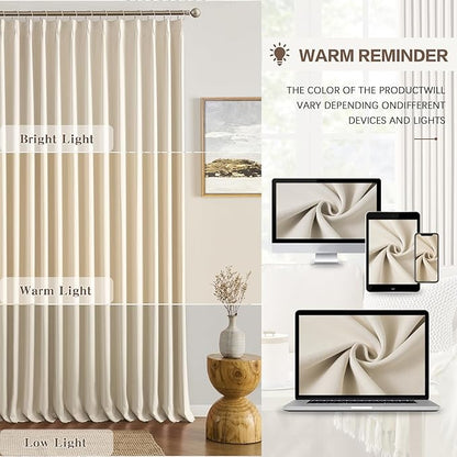 Cream Beige Curtains 84 Inch Length 2 Panels Set Noise Cancelling Neutral - Image 7