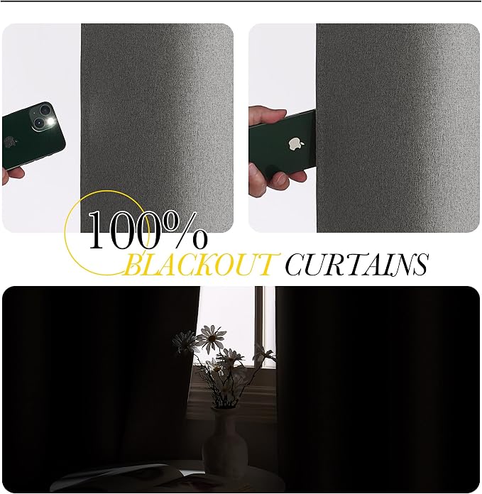 NICETOWN Grey Faux Linen Full Shade Panels - Image 5