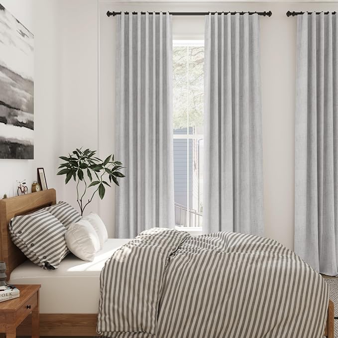 Grey Linen Curtains 108 Inches Long 2 Panels Set - Image 7