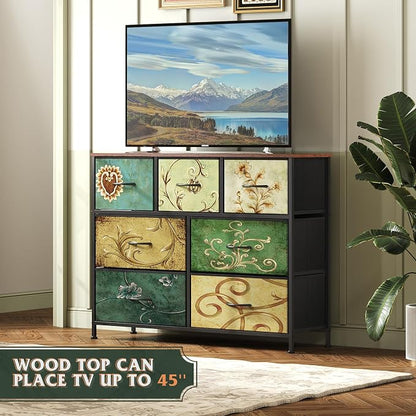 WLIVE 7 Drawer Dresser TV Stand, Entertainment Center, Media Console Table - Image 4