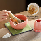 Matcha Whisk Set, Ceramic Matcha Set with Spout, Matcha Bowl Kit with Sifter, Whisk and Holder, Bamboo Scoop, Scoop Rest, Tea Towel, 7 Pcs Matcha Kit Set for Making Breakfast/Latte for Matcha Lovers