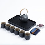 TEANAGOO Japanese Tea Set, Chinese Tea Sets, Porcelain Japanese Tea Cups, Chinese Gongfu Tea Set, Asian Tea Set for Adults, Japanese Teapot Set, 1 Teapot (700ml/25oz) + 6 Tea Cups(205ml/7.2oz), U1