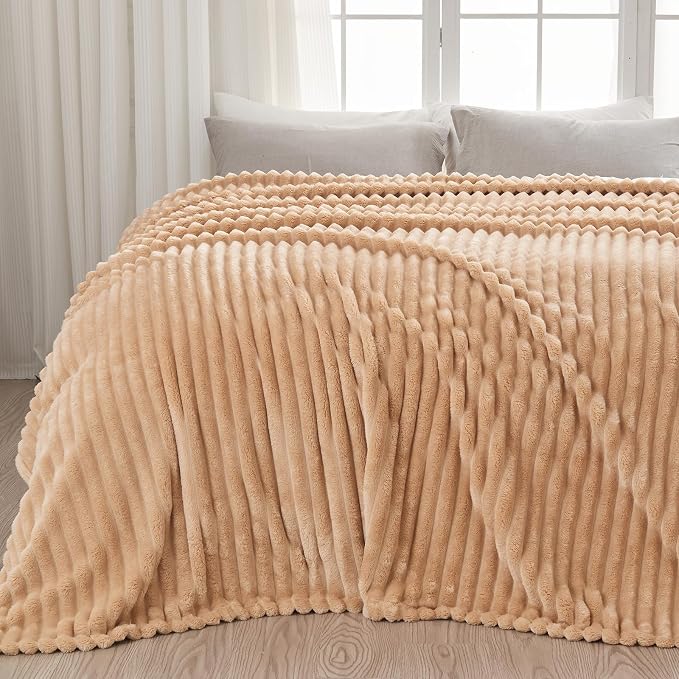 NEWCOSPLAY Fleece Ribbed Cozy King Blanket by NEWCOSPLAY