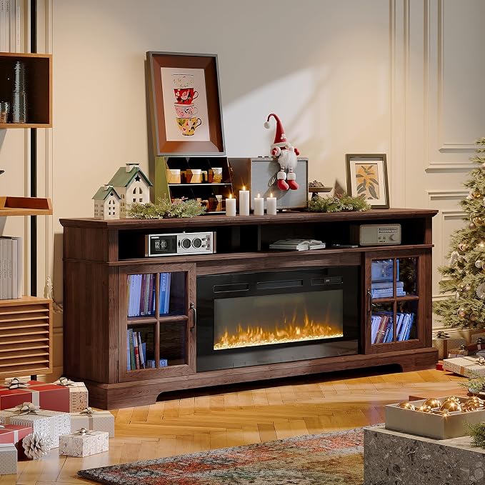 70" Fireplace TV Stand, Farmhouse Entertainment Center - Image 2