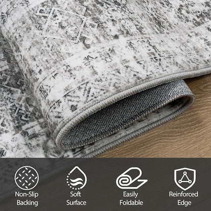 Aelenmu 10x14 Area Rugs for Living Room Washable Dining Room Grey | Modern - Image 4